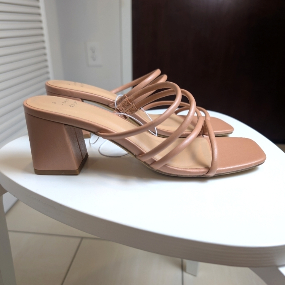 Mauve Pink Block Heel Sandal Mules 8